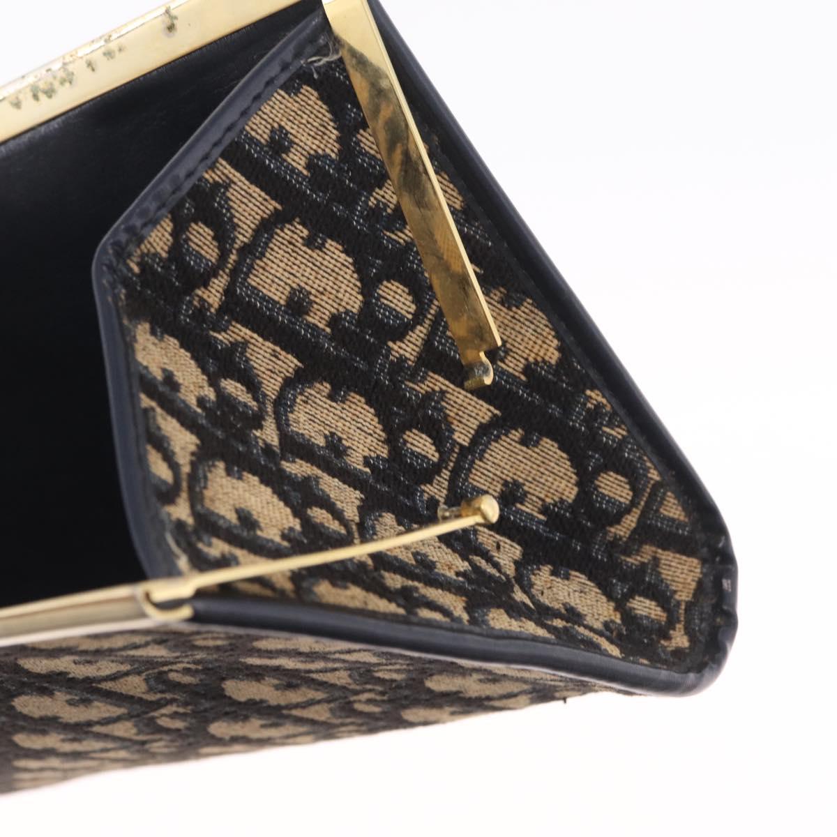 Christian Dior Trotter Canvas Clutch Bag Navy Gold Auth 212137