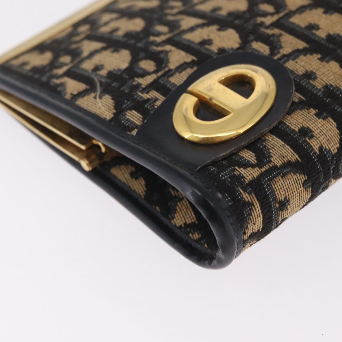 Christian Dior Trotter Canvas Clutch Bag Navy Gold Auth 212137