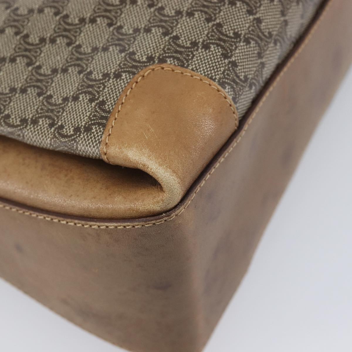 CELINE Macadam Canvas Shoulder Bag PVC Beige Gold Auth 212139A