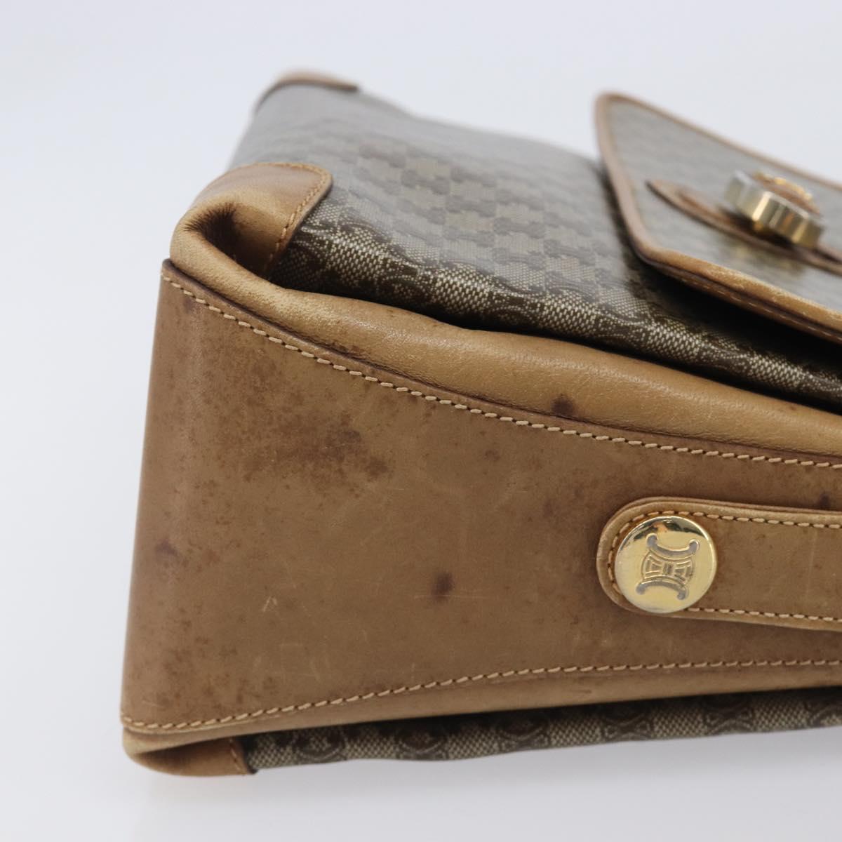 CELINE Macadam Canvas Shoulder Bag PVC Beige Gold Auth 212139A