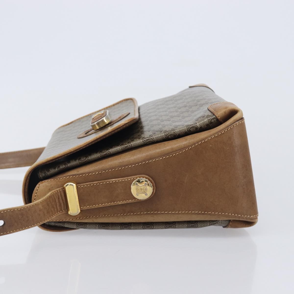 CELINE Macadam Canvas Shoulder Bag PVC Beige Gold Auth 212139A