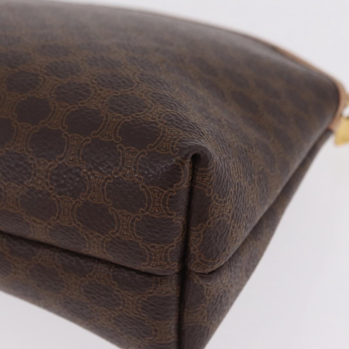 CELINE Macadam Canvas Clutch Bag PVC Leather Brown Gold Auth 212140A