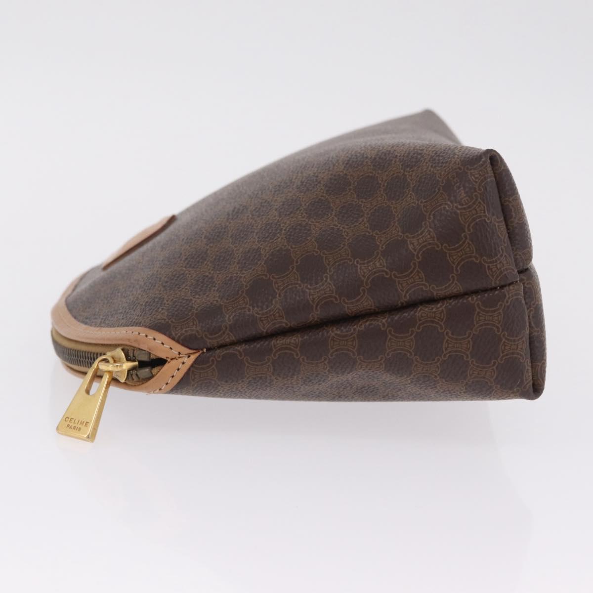 CELINE Macadam Canvas Clutch Bag PVC Leather Brown Gold Auth 212140A