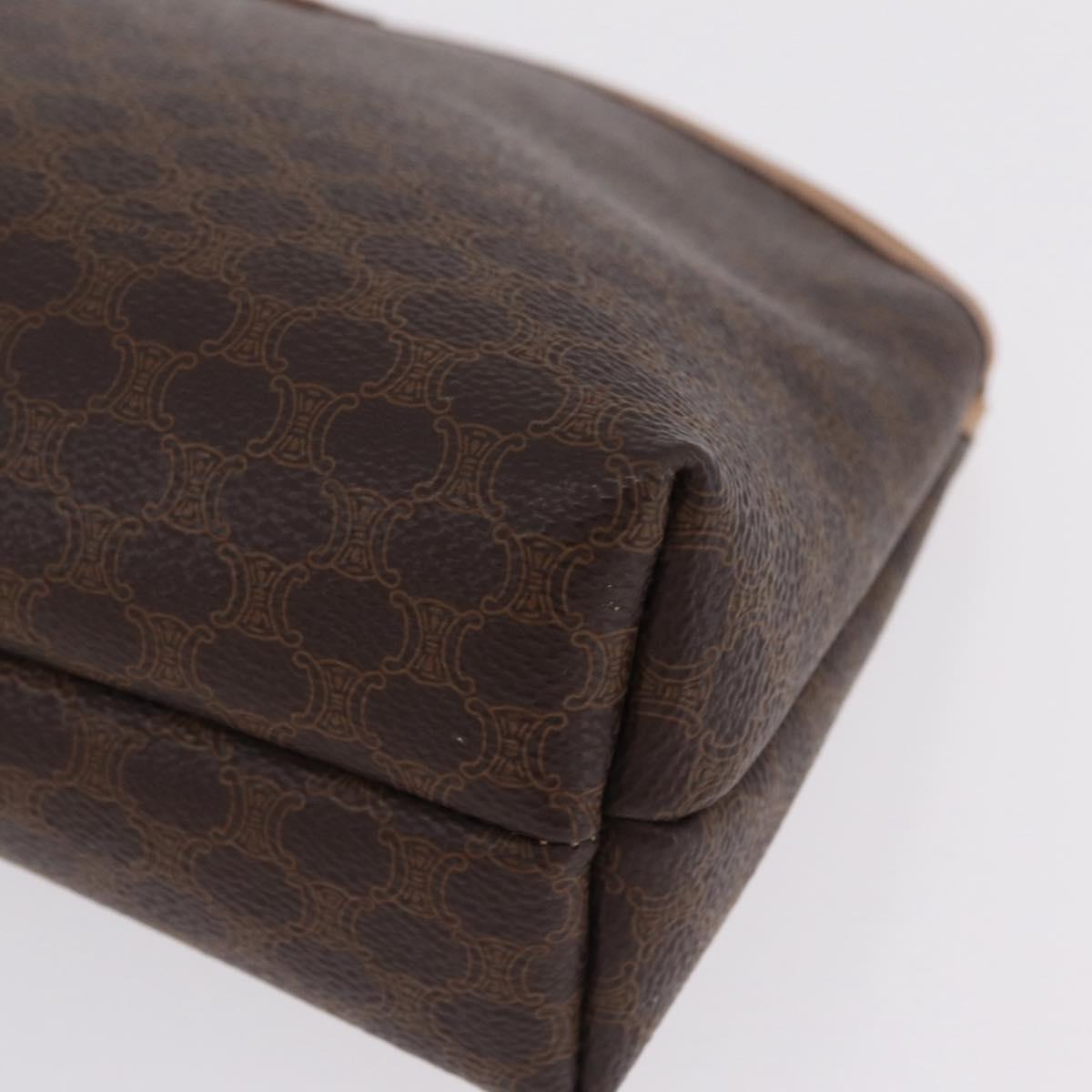 CELINE Macadam Canvas Clutch Bag PVC Leather Brown Gold Auth 212140A