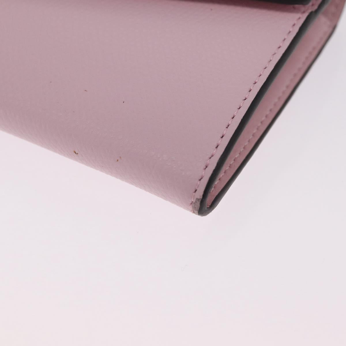 FENDI Continental Long Wallet Leather Pink Gold Auth 212147M