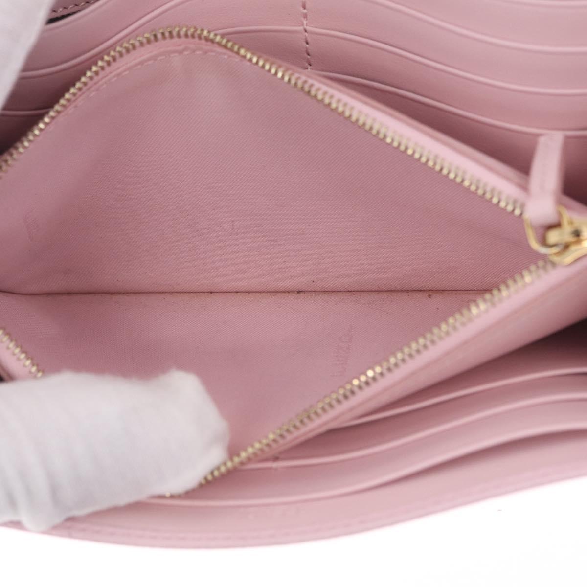 FENDI Continental Long Wallet Leather Pink Gold Auth 212147M