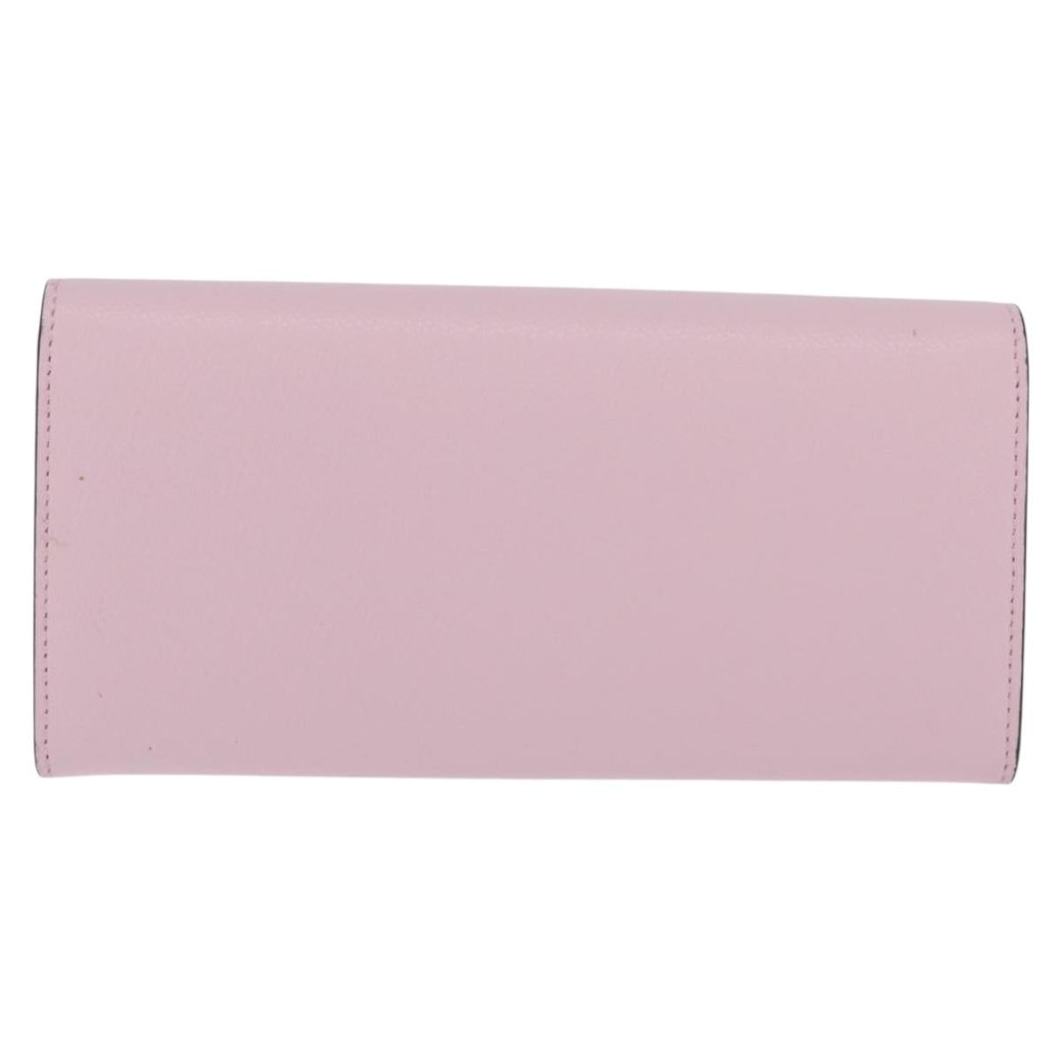 FENDI Continental Long Wallet Leather Pink Gold Auth 212147M