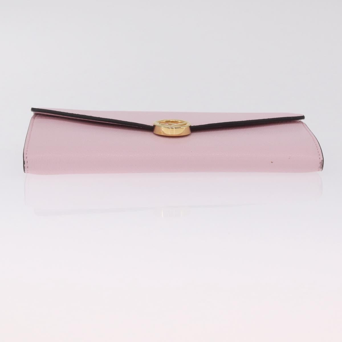 FENDI Continental Long Wallet Leather Pink Gold Auth 212147M