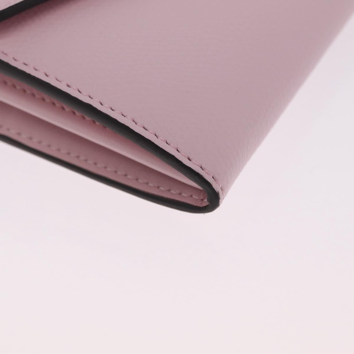 FENDI Continental Long Wallet Leather Pink Gold Auth 212147M