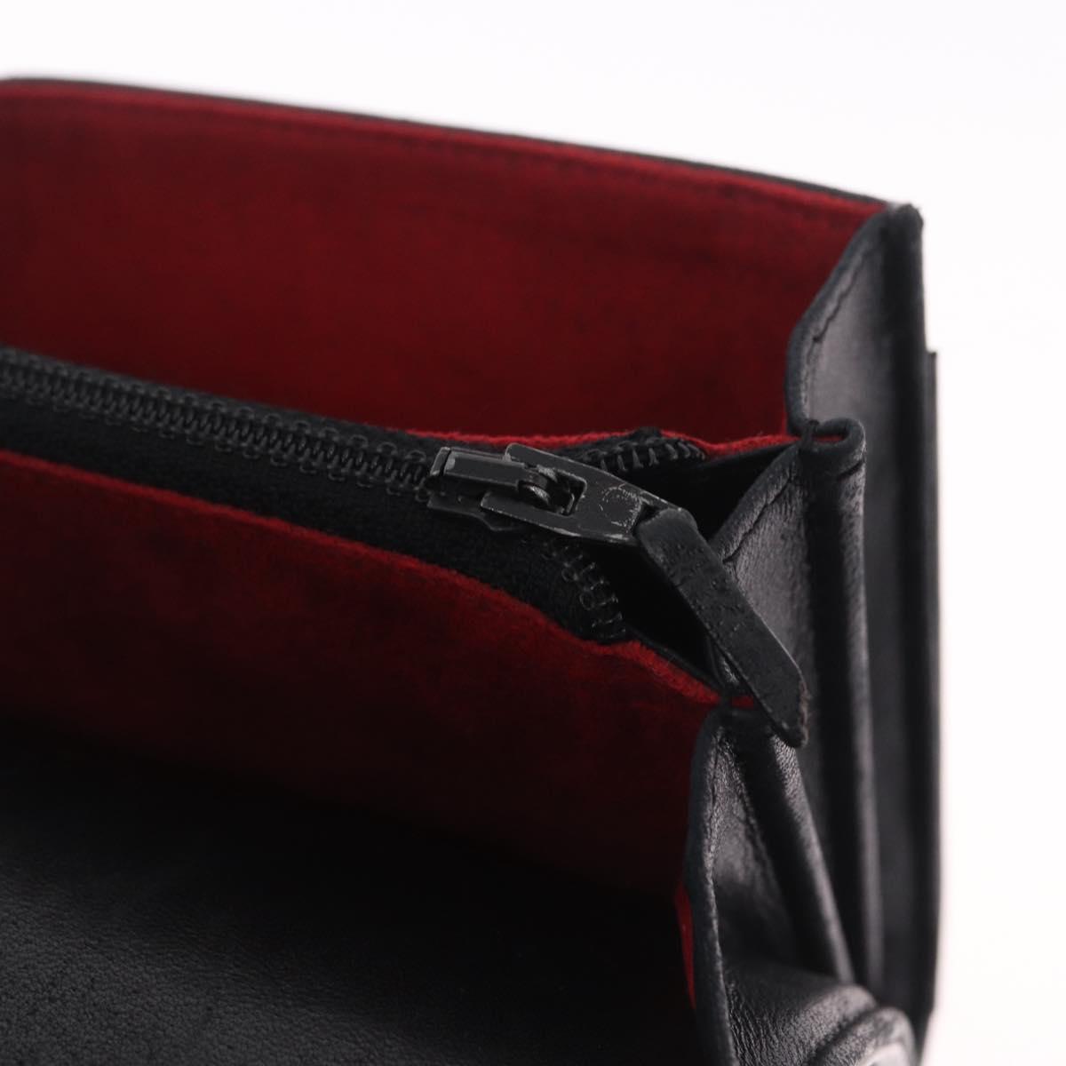 CHANEL Choco Bar line Long Wallet Patent Leather Black Silver CC Auth 212148A
