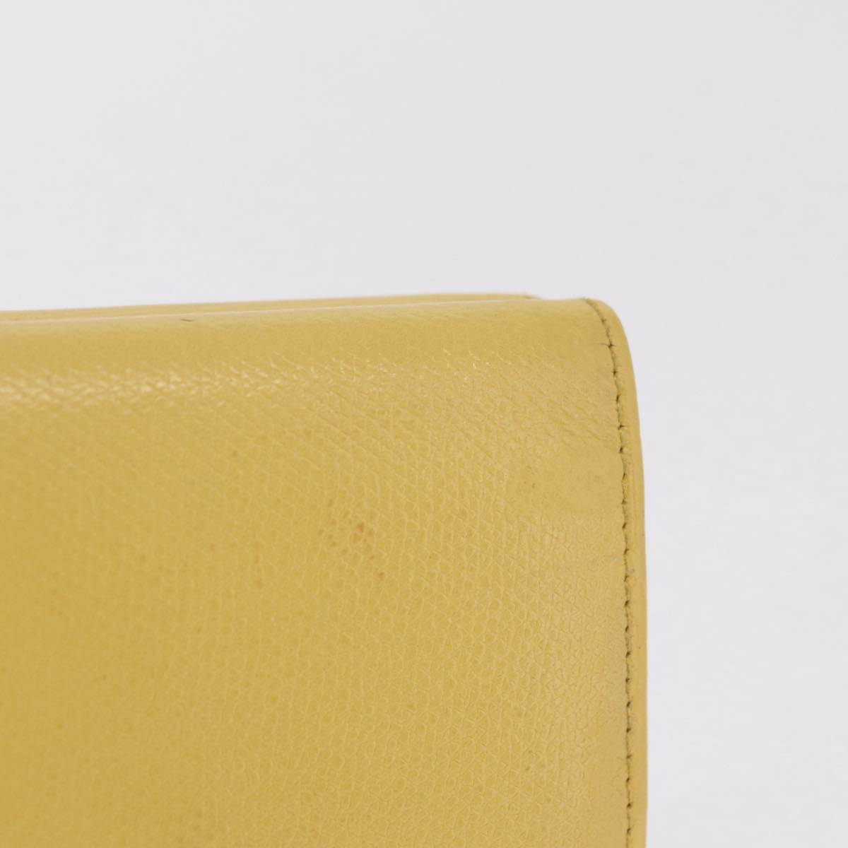CHANEL Trifold Wallet Leather Yellow Gold CC Auth 212149A