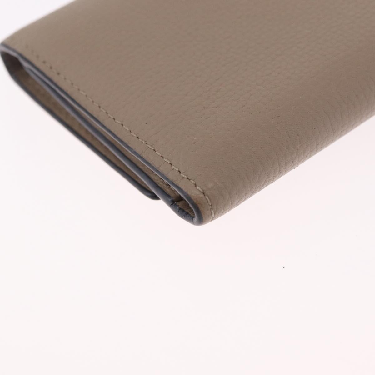 LOEWE Bifold Wallet Leather Beige Silver Auth 212160M