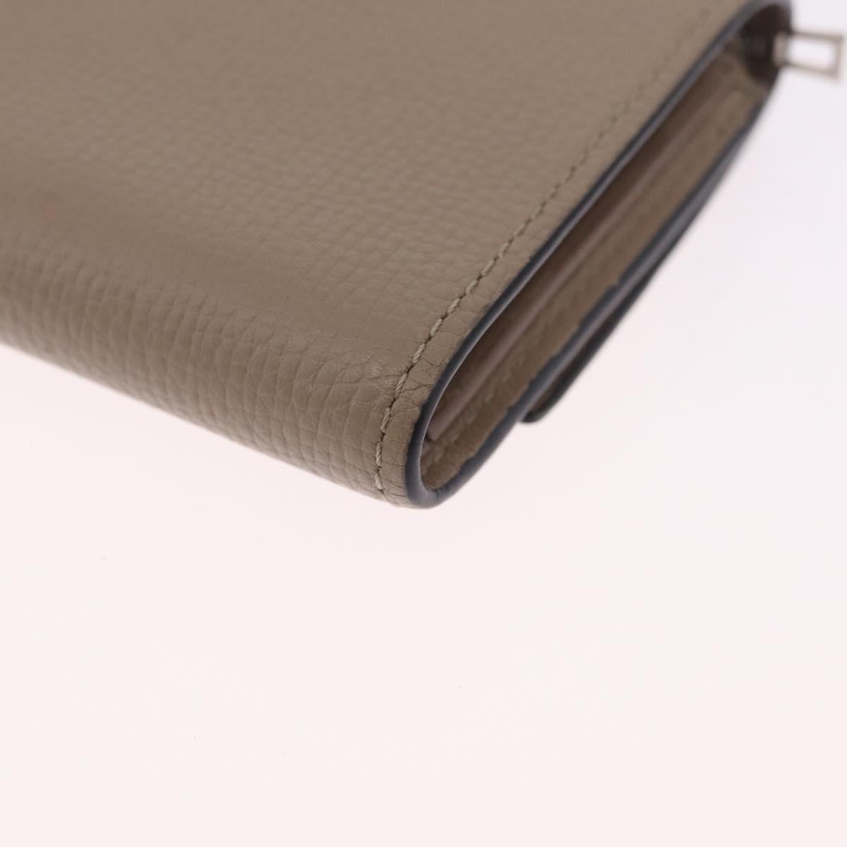 LOEWE Bifold Wallet Leather Beige Silver Auth 212160M