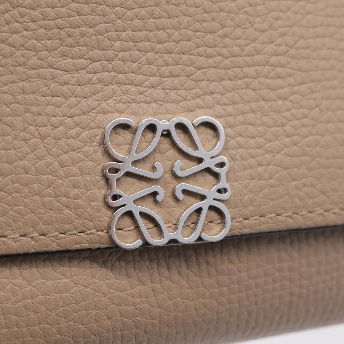 LOEWE Bifold Wallet Leather Beige Silver Auth 212160M