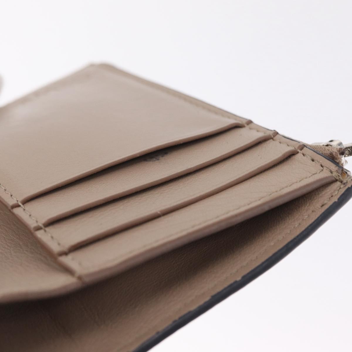 LOEWE Bifold Wallet Leather Beige Silver Auth 212160M