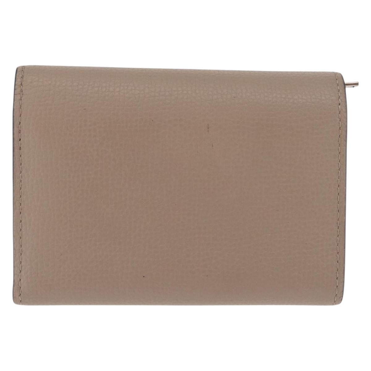 LOEWE Bifold Wallet Leather Beige Silver Auth 212160M