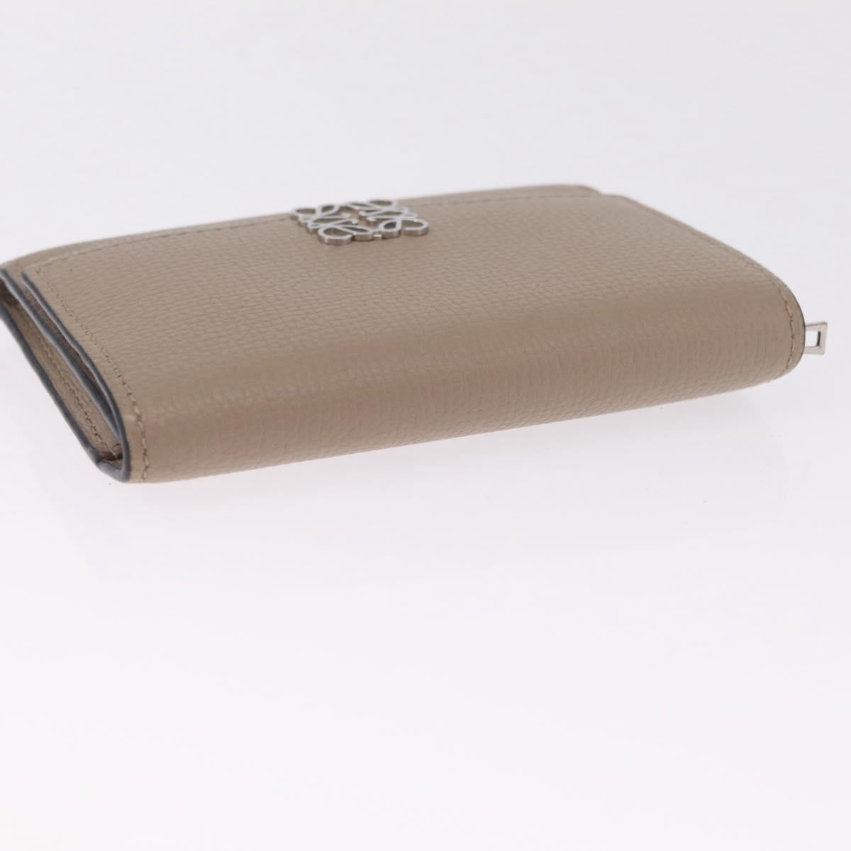 LOEWE Bifold Wallet Leather Beige Silver Auth 212160M
