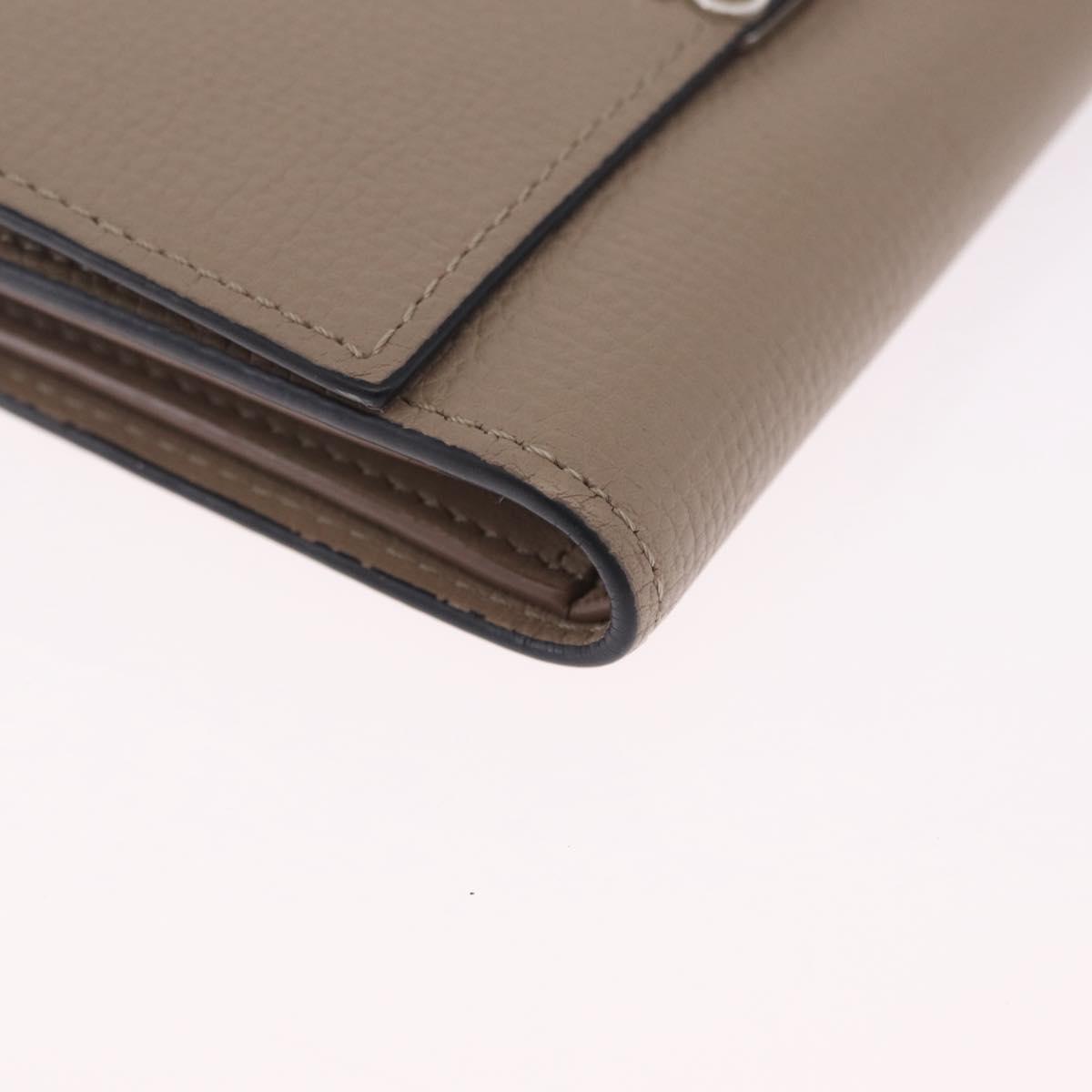 LOEWE Bifold Wallet Leather Beige Silver Auth 212160M