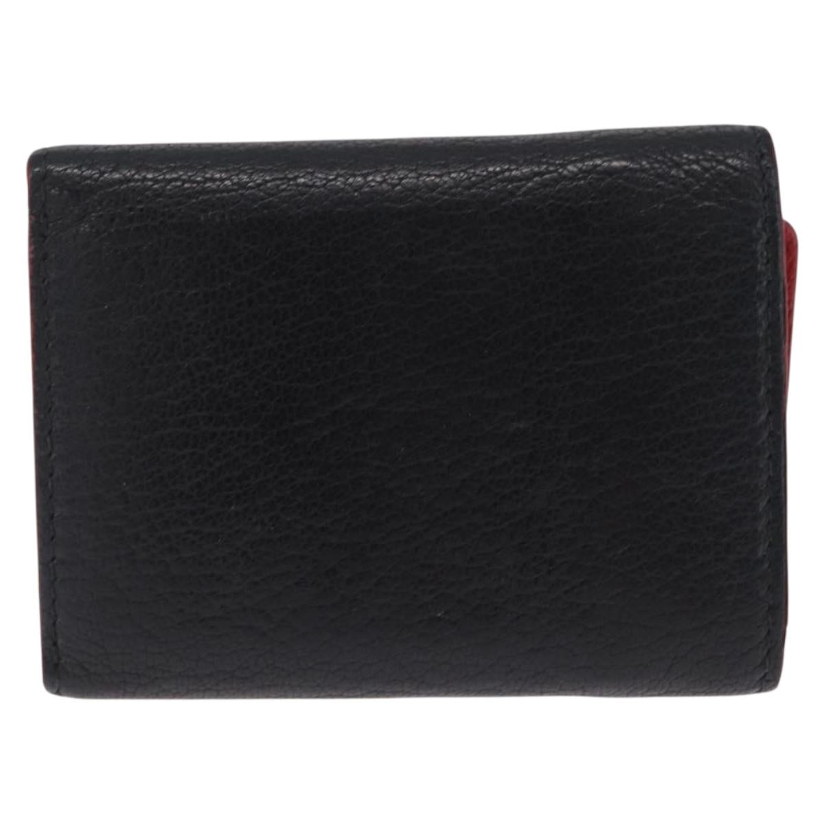 Miu Miu Trifold Wallet Leather Black Gold Auth 212162M