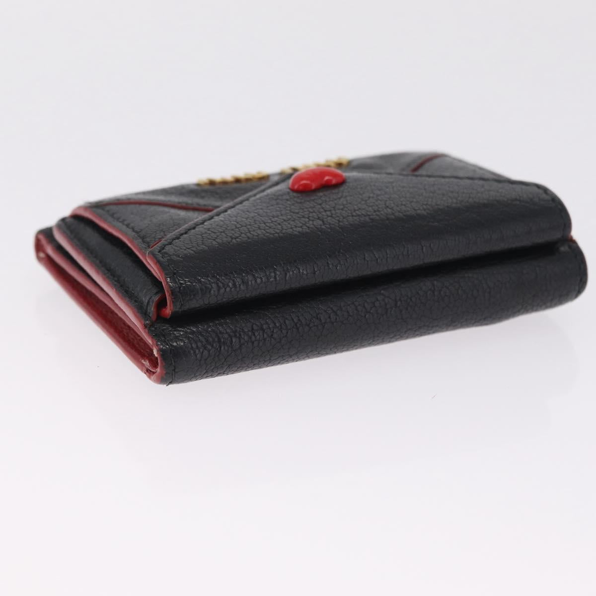 Miu Miu Trifold Wallet Leather Black Gold Auth 212162M