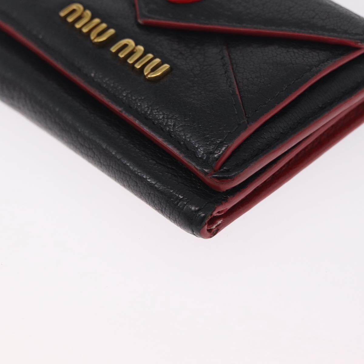Miu Miu Trifold Wallet Leather Black Gold Auth 212162M