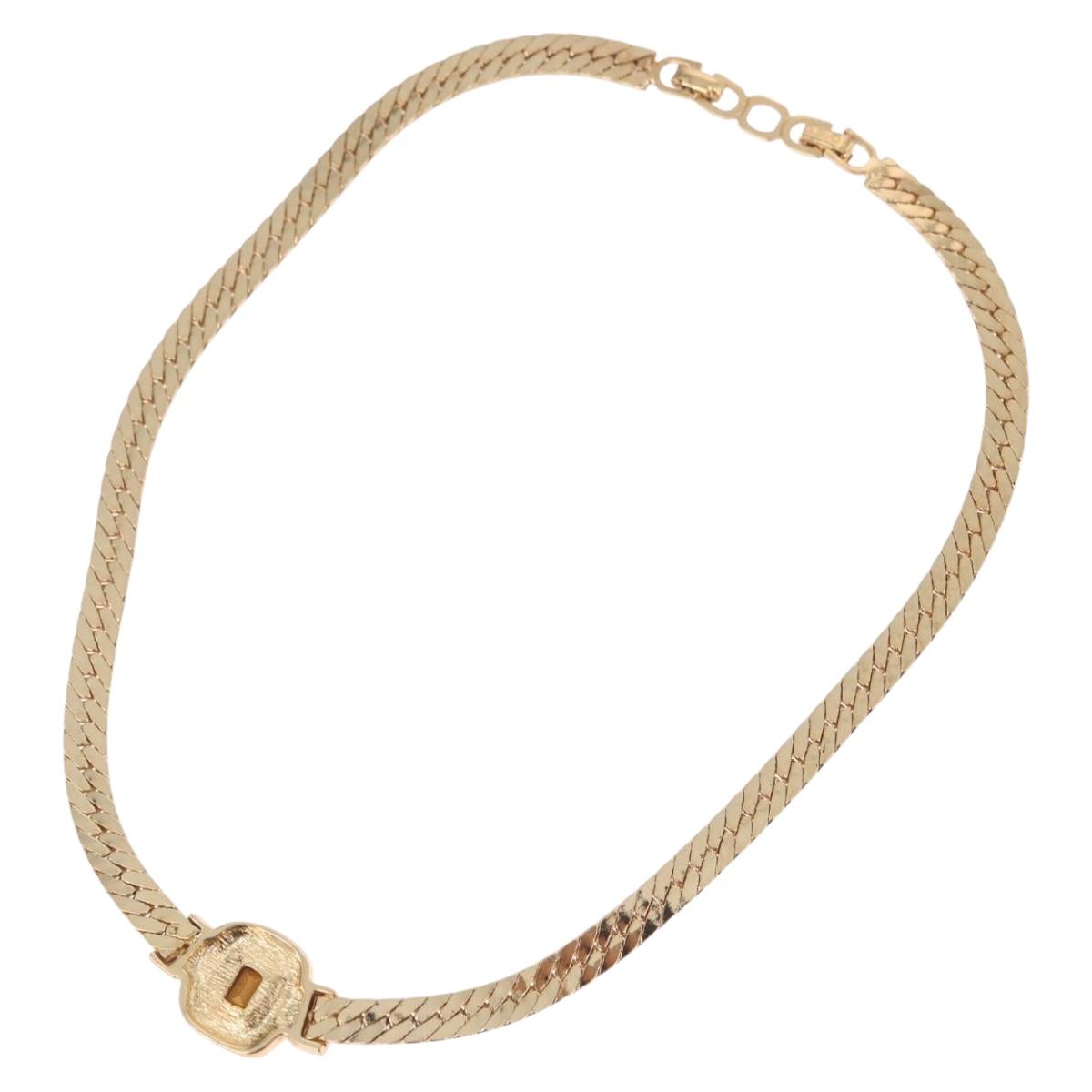 Christian Dior Necklace Metal Gold Auth 212167M