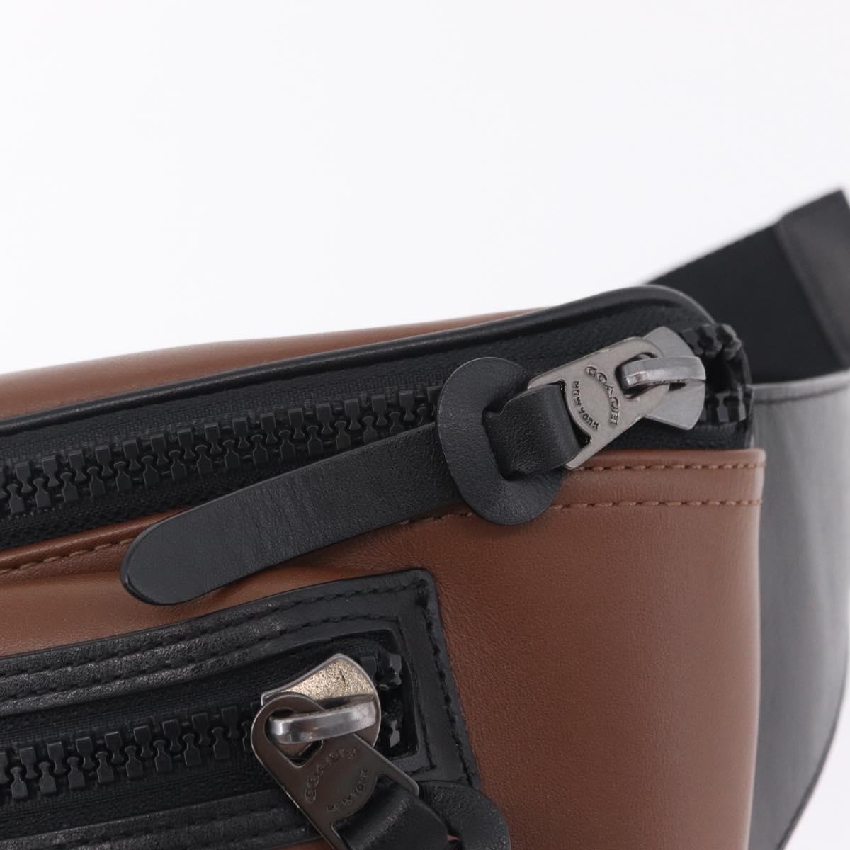 Coach x PAC MAN Waist bag Leather Brown Silver Auth 212402M