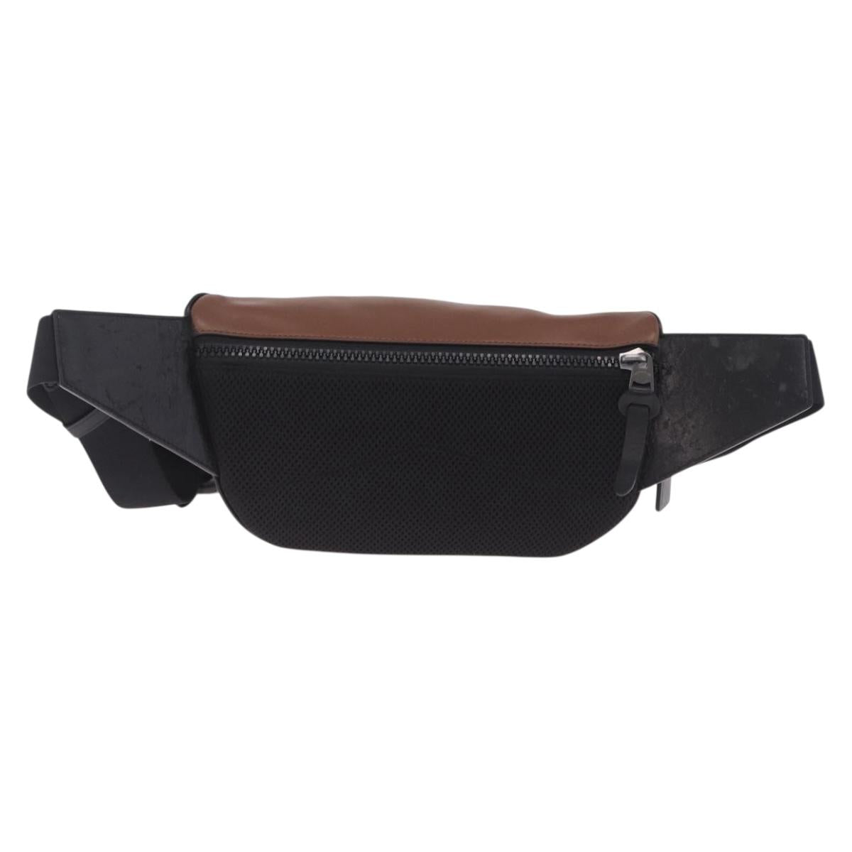 Coach x PAC MAN Waist bag Leather Brown Silver Auth 212402M