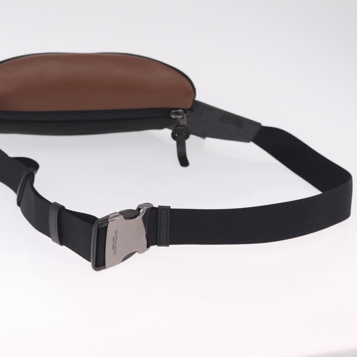 Coach x PAC MAN Waist bag Leather Brown Silver Auth 212402M