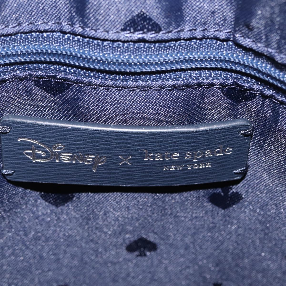 kate spade x Disney Alice in Wonderland Bag Leather Navy Silver Auth 212411M