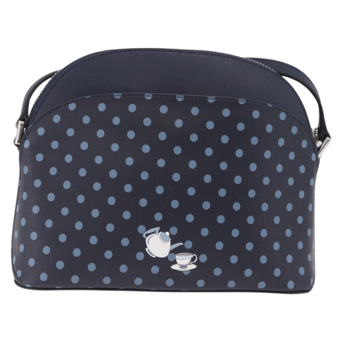 kate spade x Disney Alice in Wonderland Bag Leather Navy Silver Auth 212411M