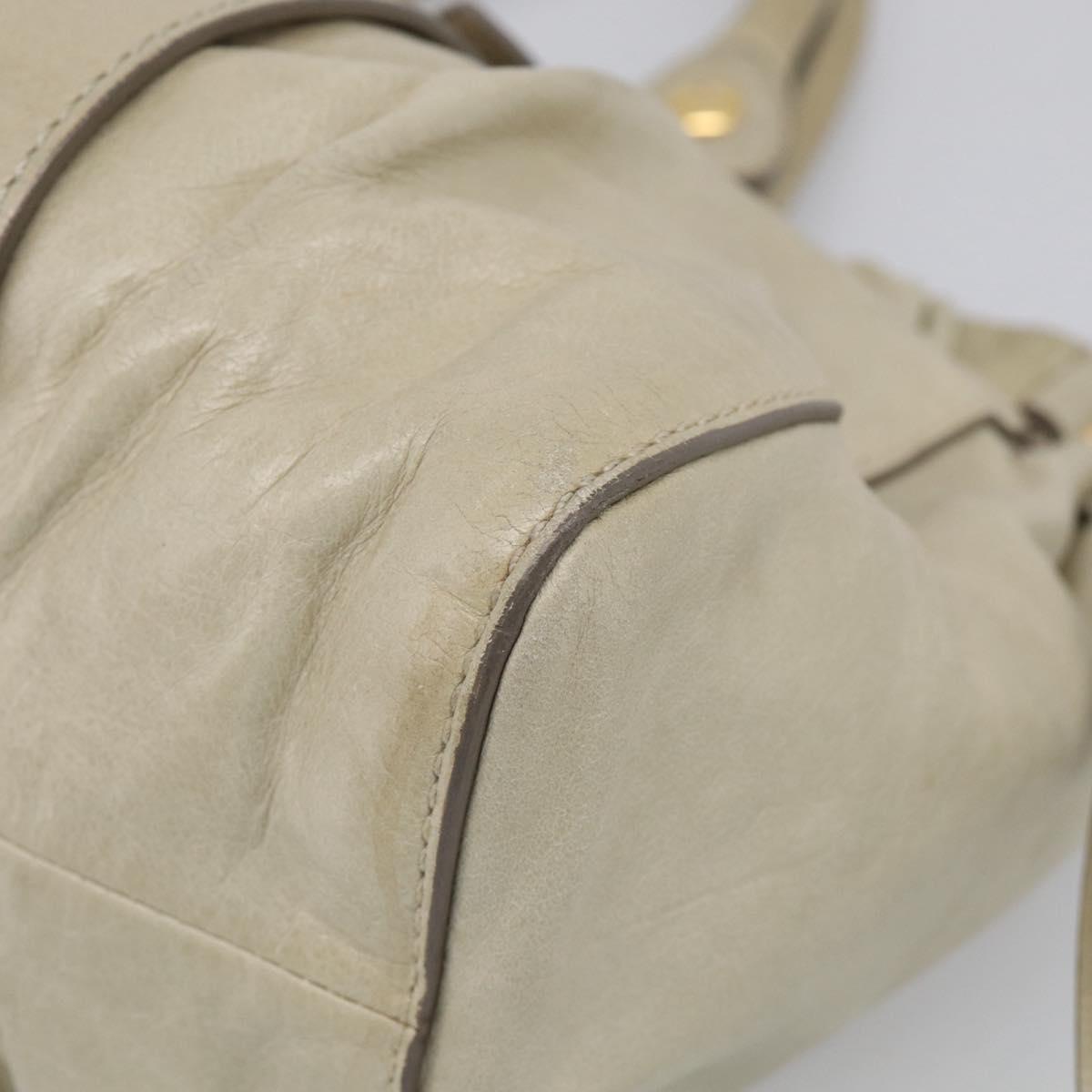 Miu Miu Hand Bag Leather 2way Beige Gold Auth 212414A