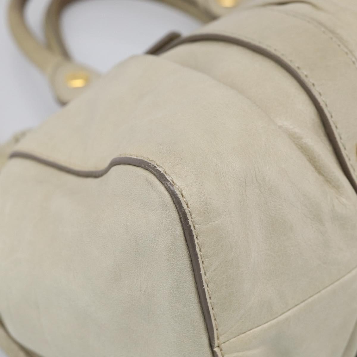 Miu Miu Hand Bag Leather 2way Beige Gold Auth 212414A