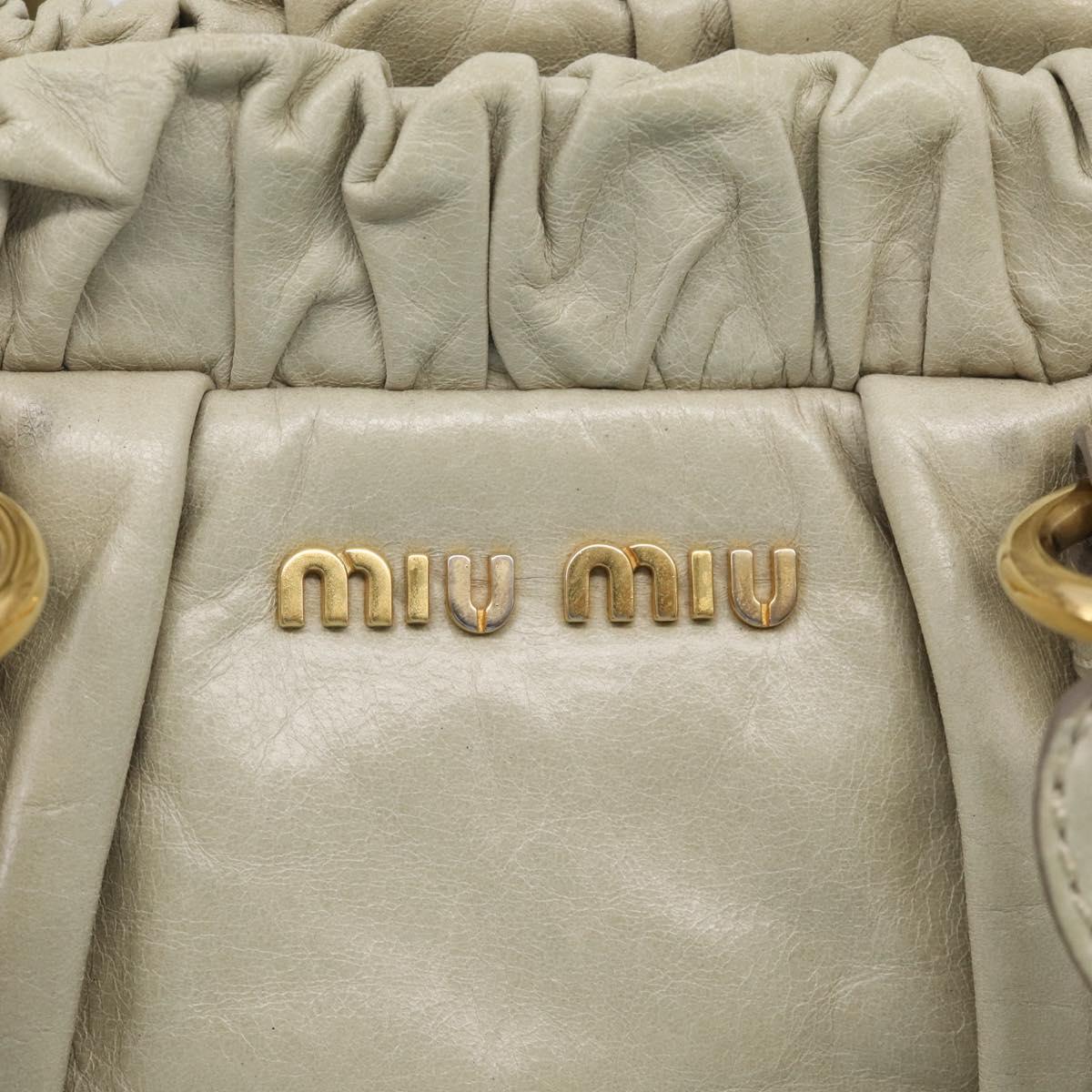 Miu Miu Hand Bag Leather 2way Beige Gold Auth 212414A