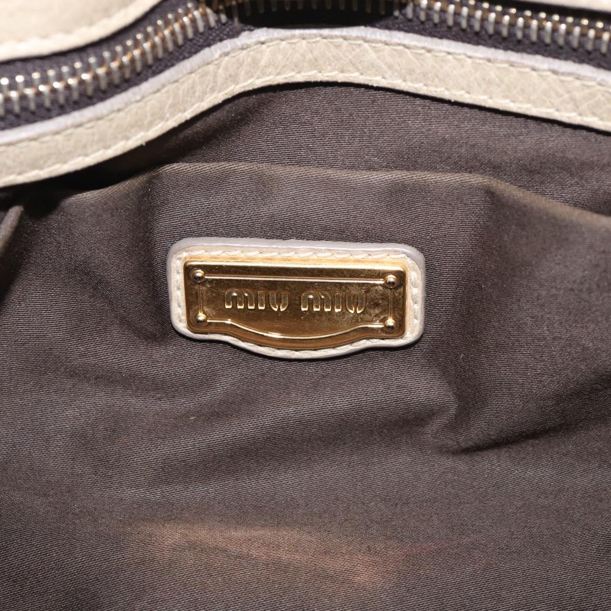 Miu Miu Hand Bag Leather 2way Beige Gold Auth 212414A