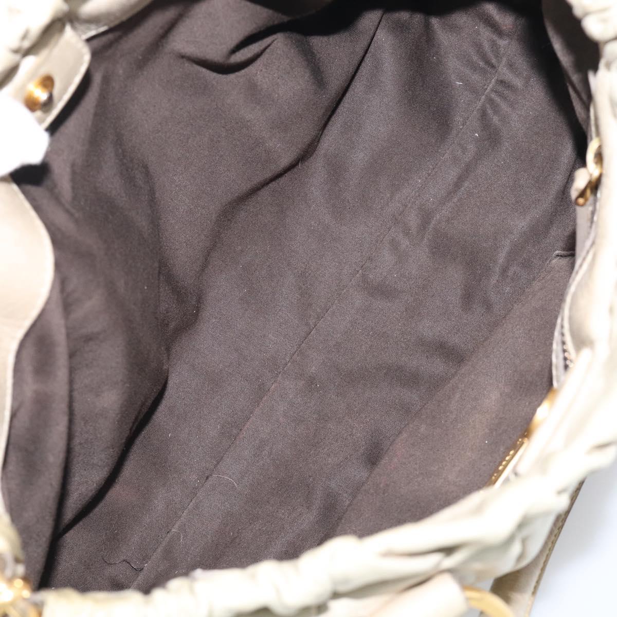 Miu Miu Hand Bag Leather 2way Beige Gold Auth 212414A