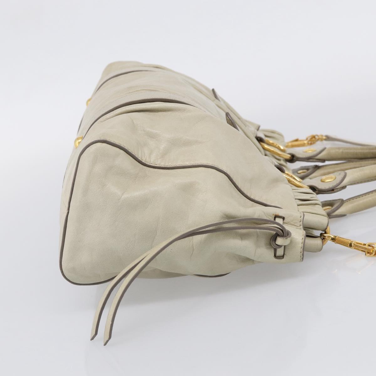 Miu Miu Hand Bag Leather 2way Beige Gold Auth 212414A