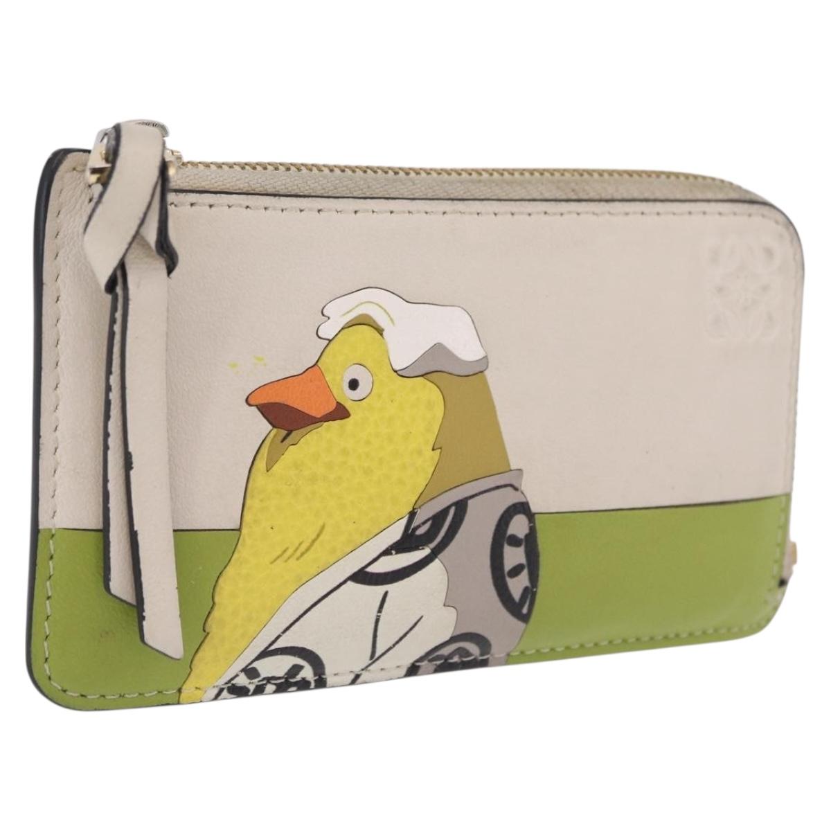 LOEWE ~ Studio Ghibli Ootori-sama Card Case Leather Beige Gold Auth 212417M