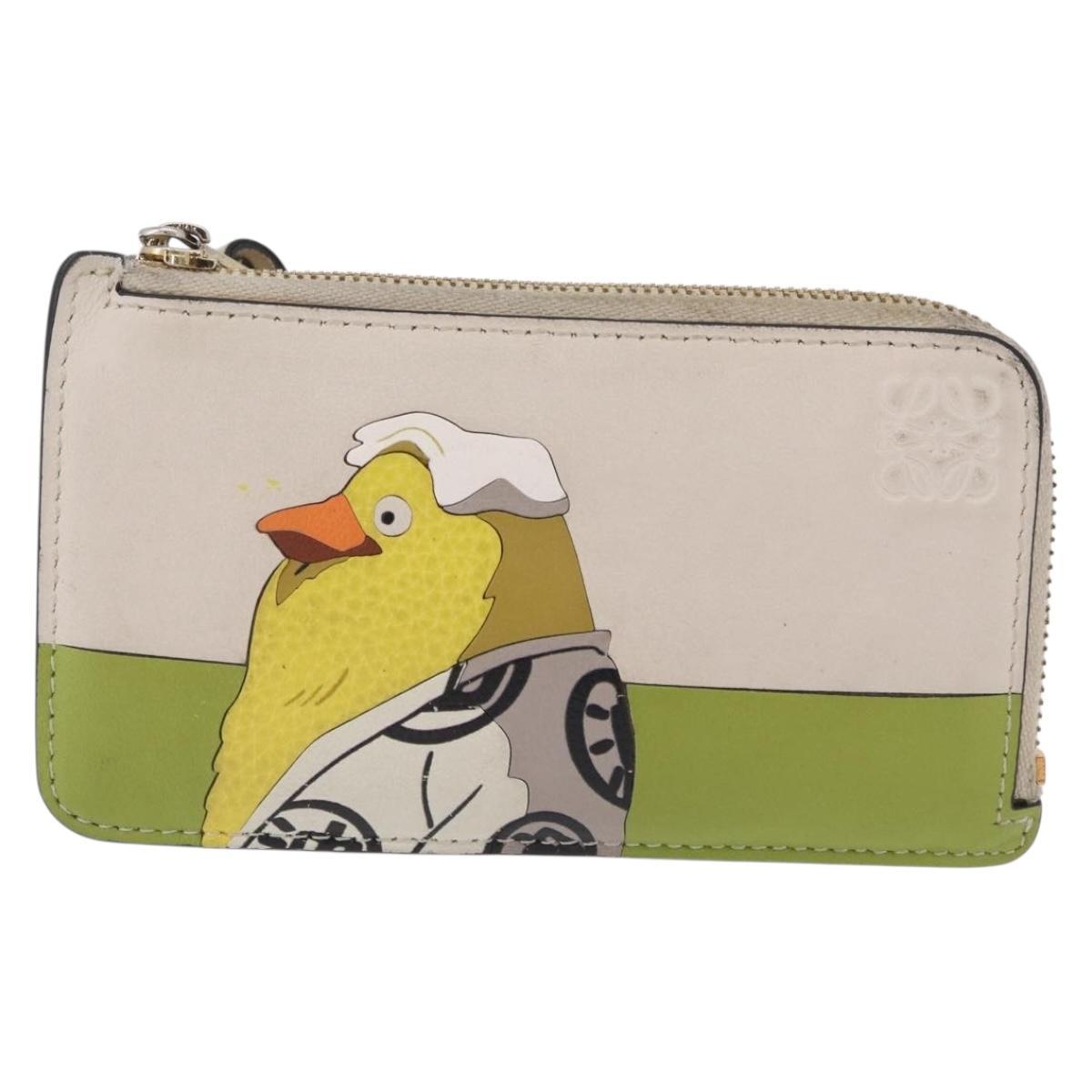 LOEWE ~ Studio Ghibli Ootori-sama Card Case Leather Beige Gold Auth 212417M