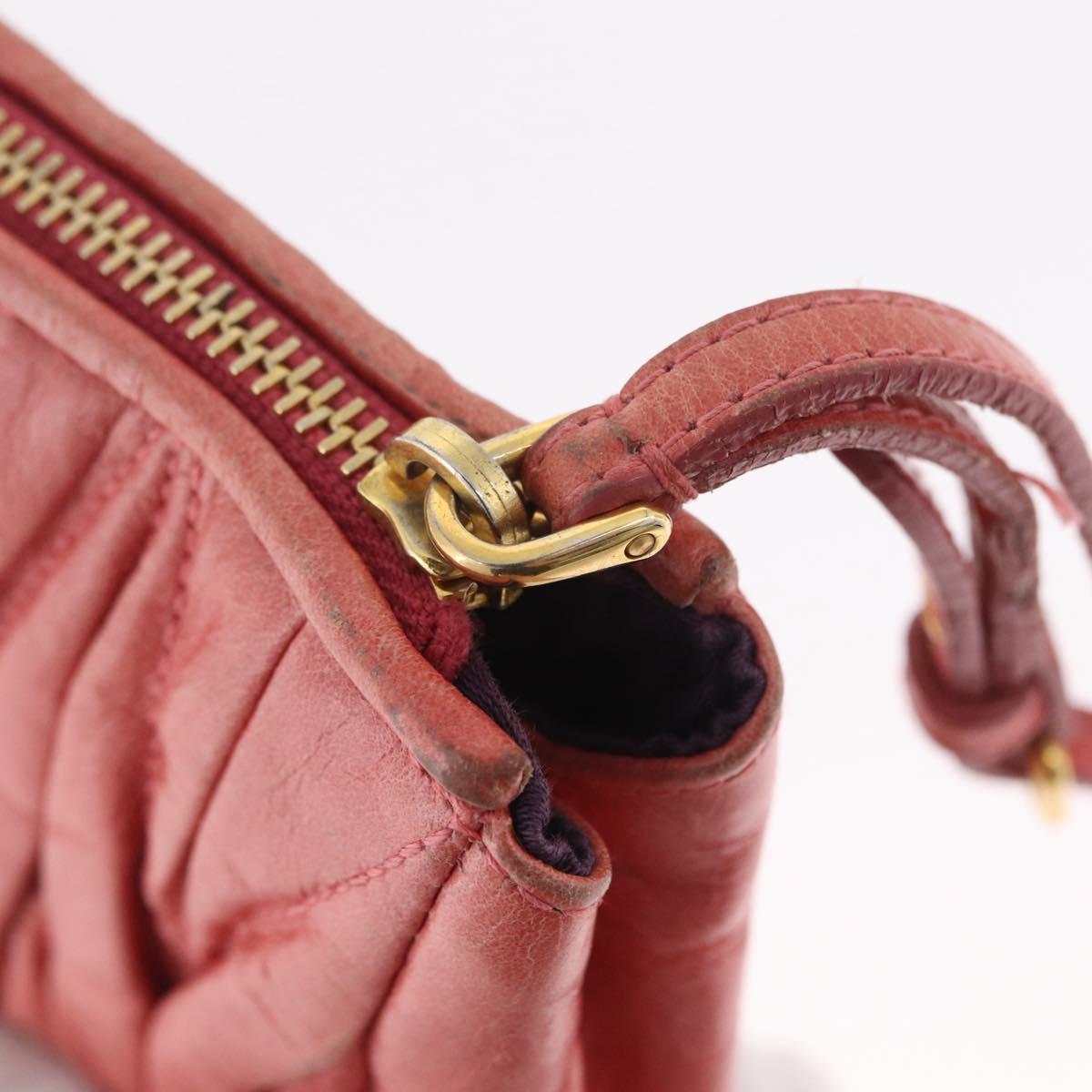 Miu Miu Matelasse Clutch Bag Leather Gold Pink Auth 212420A