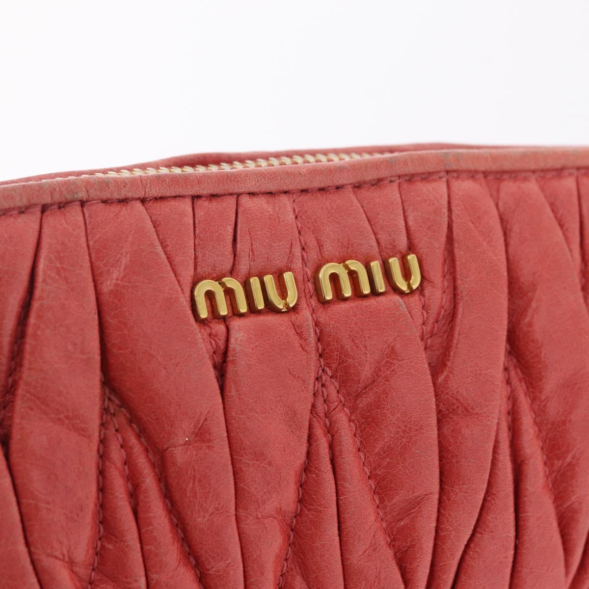 Miu Miu Matelasse Clutch Bag Leather Gold Pink Auth 212420A