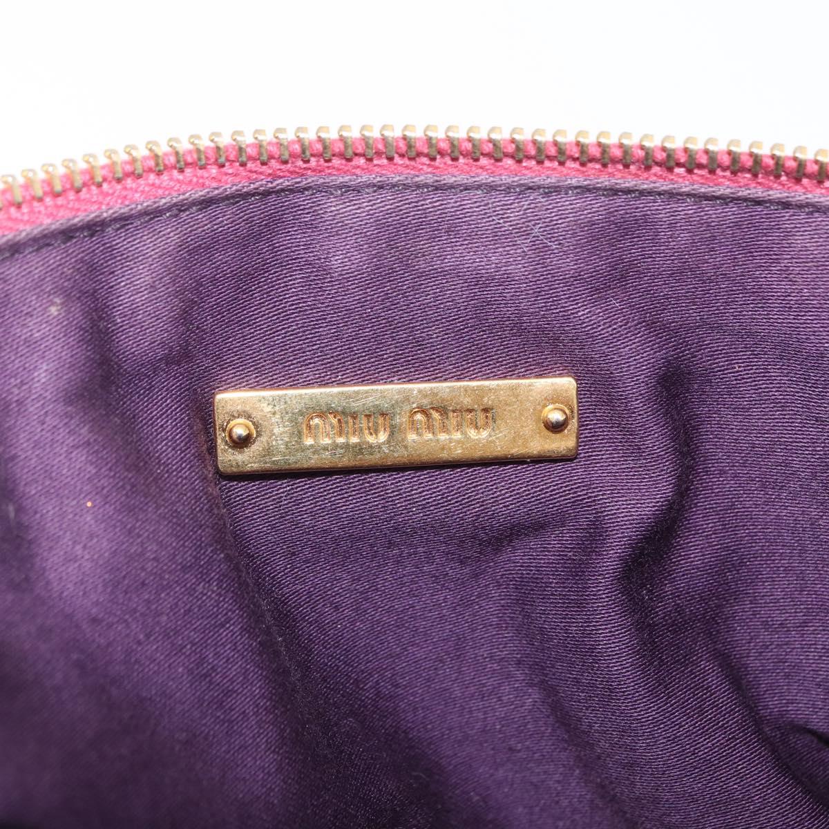 Miu Miu Matelasse Clutch Bag Leather Gold Pink Auth 212420A