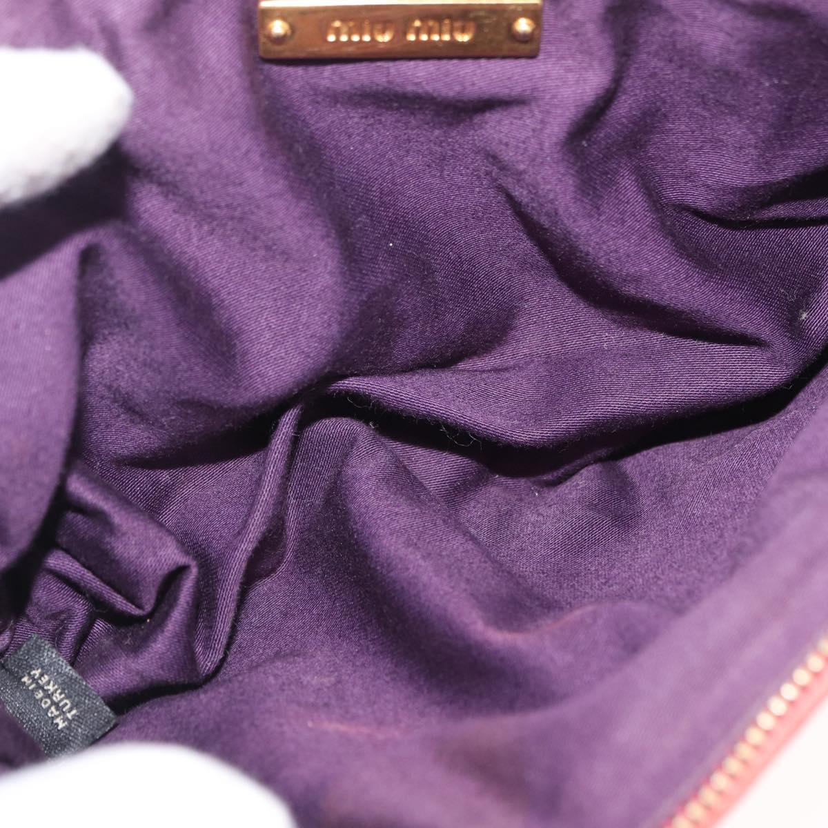 Miu Miu Matelasse Clutch Bag Leather Gold Pink Auth 212420A