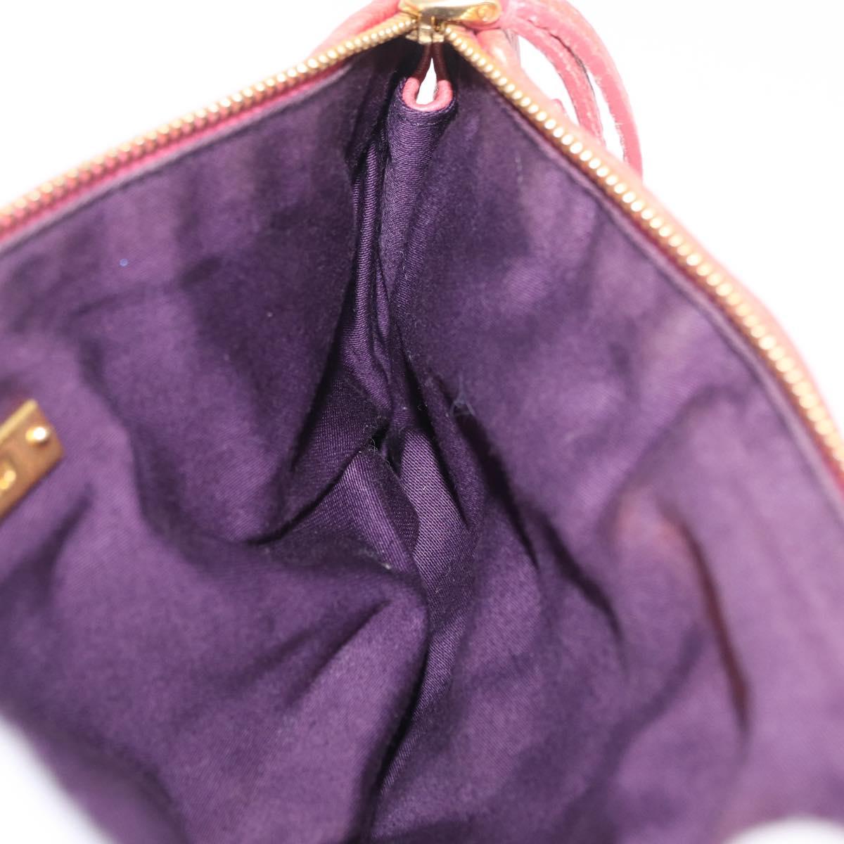 Miu Miu Matelasse Clutch Bag Leather Gold Pink Auth 212420A