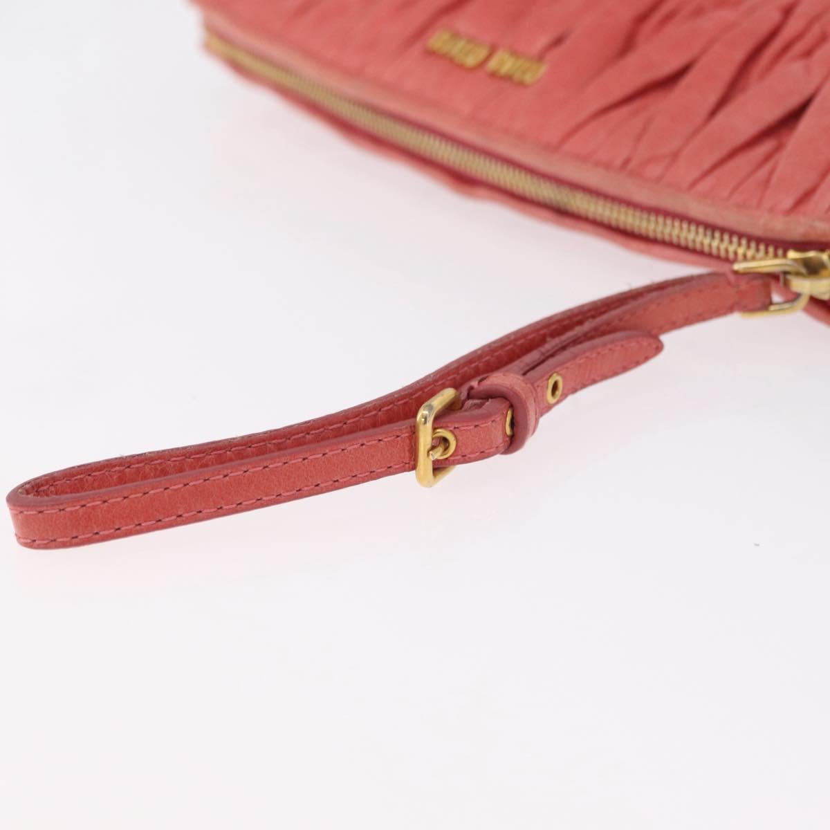 Miu Miu Matelasse Clutch Bag Leather Gold Pink Auth 212420A