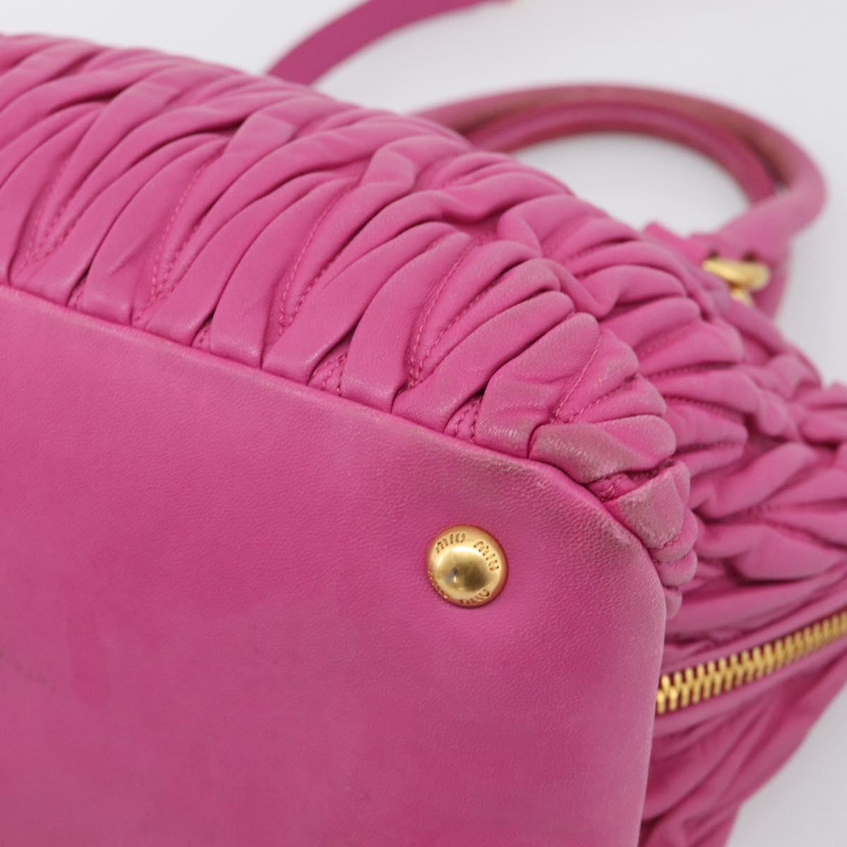 Miu Miu Matelasse Hand Bag Leather 2way Pink Gold Auth 212423M