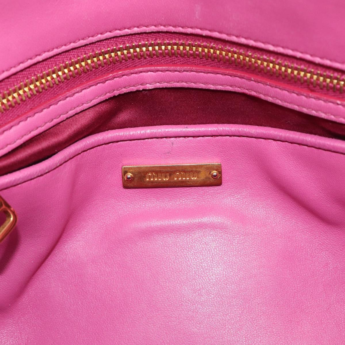 Miu Miu Matelasse Hand Bag Leather 2way Pink Gold Auth 212423M