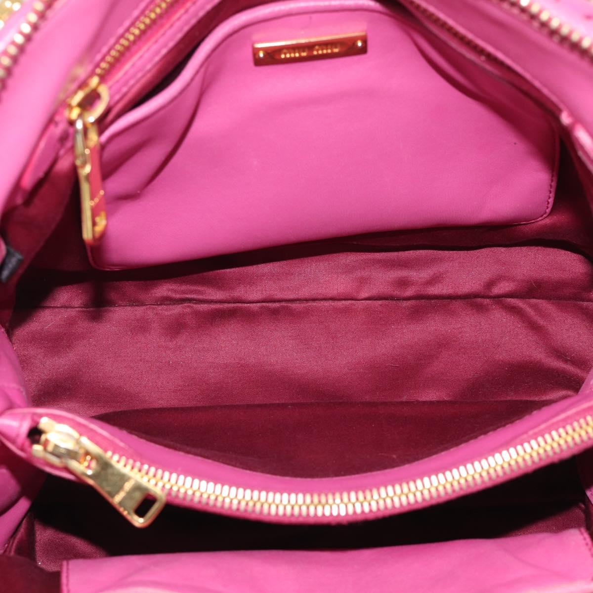 Miu Miu Matelasse Hand Bag Leather 2way Pink Gold Auth 212423M