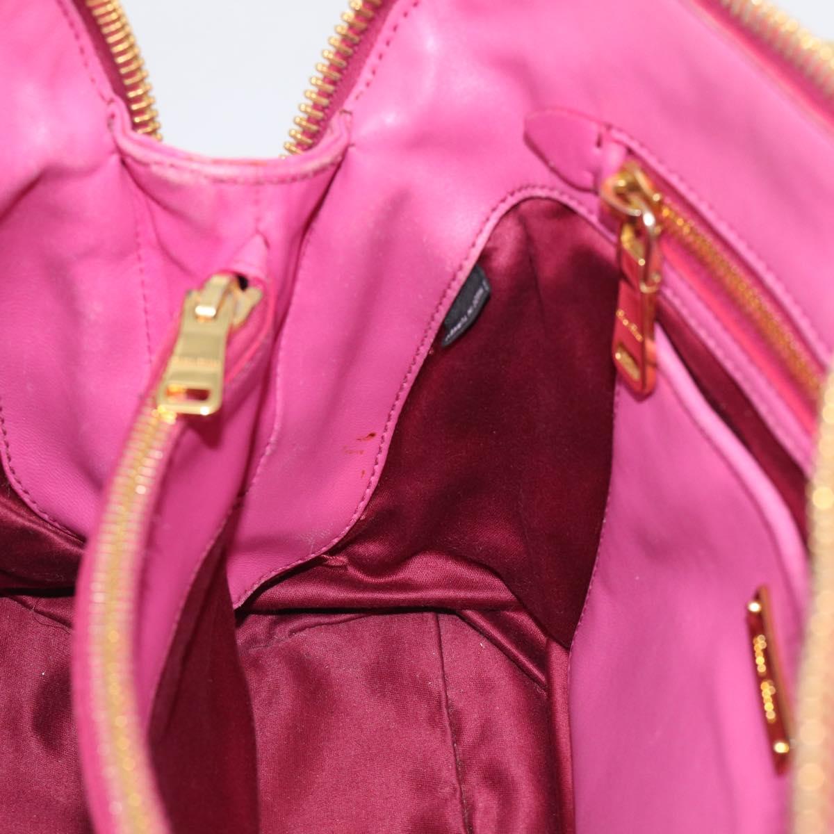 Miu Miu Matelasse Hand Bag Leather 2way Pink Gold Auth 212423M
