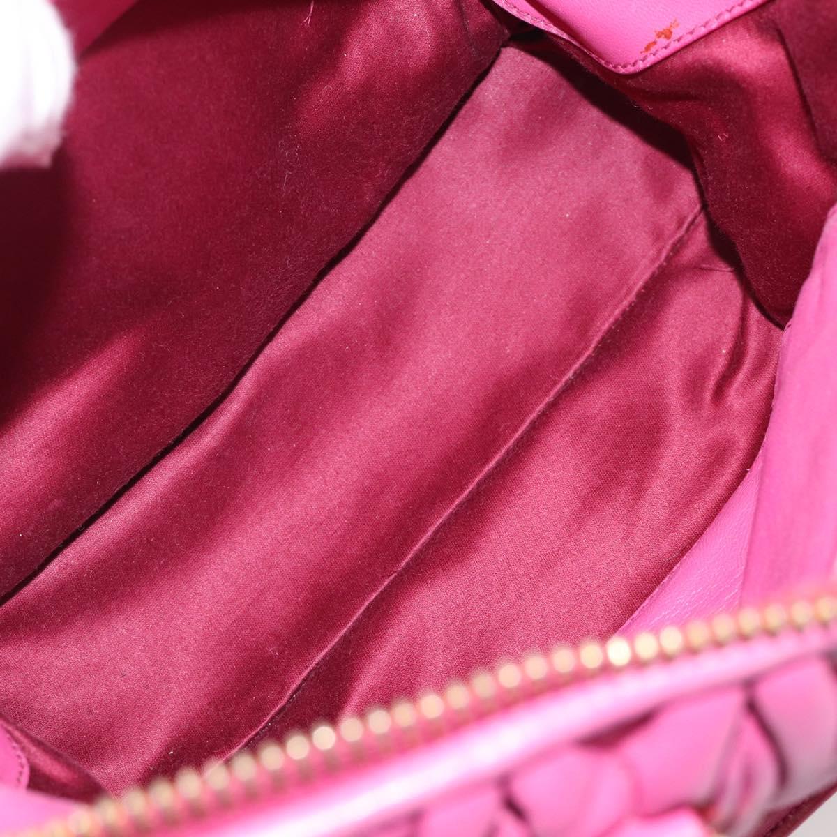 Miu Miu Matelasse Hand Bag Leather 2way Pink Gold Auth 212423M
